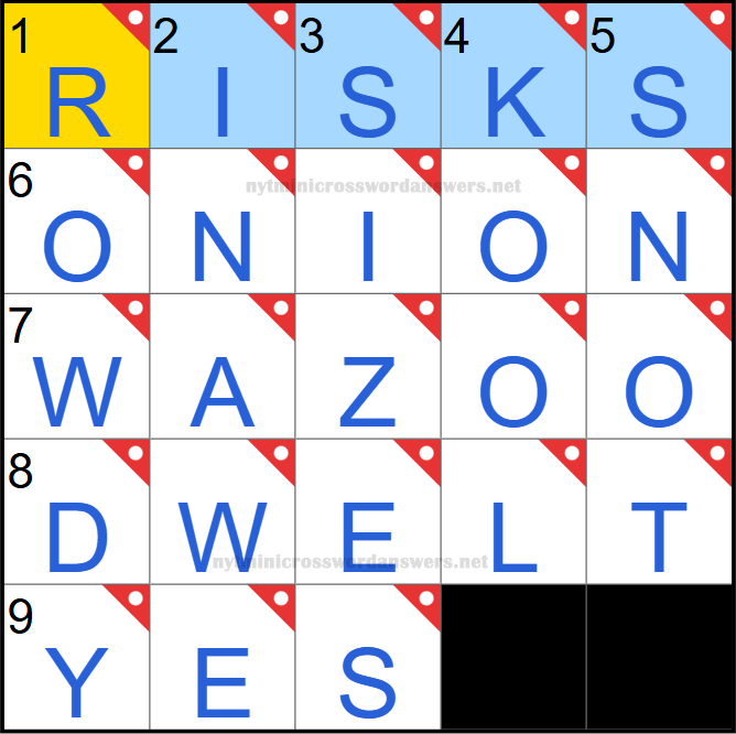 NYT mini crossword answers today Monday May 26, 2025